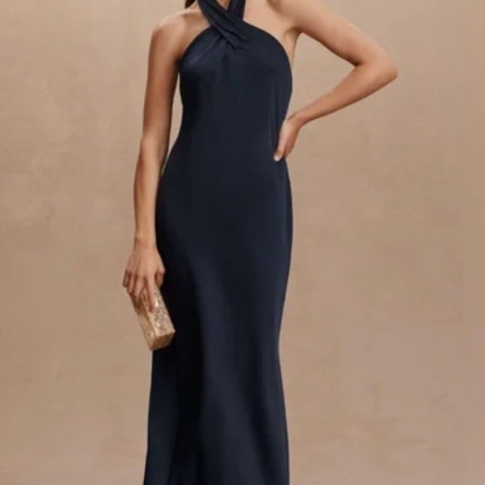 Bhldn Ruby Twist Halter Satin Gown - image 1